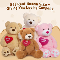 MaoGoLan 5ft teddy bear soft fur close-up highlighting premium cuddle comfort.