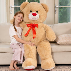 MaoGoLan teddy bear heart nose feature in brown plush.