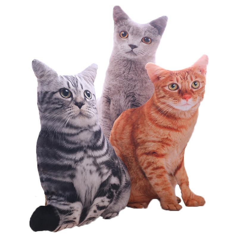 3D cat plush cushion designed for kids to hug and play
