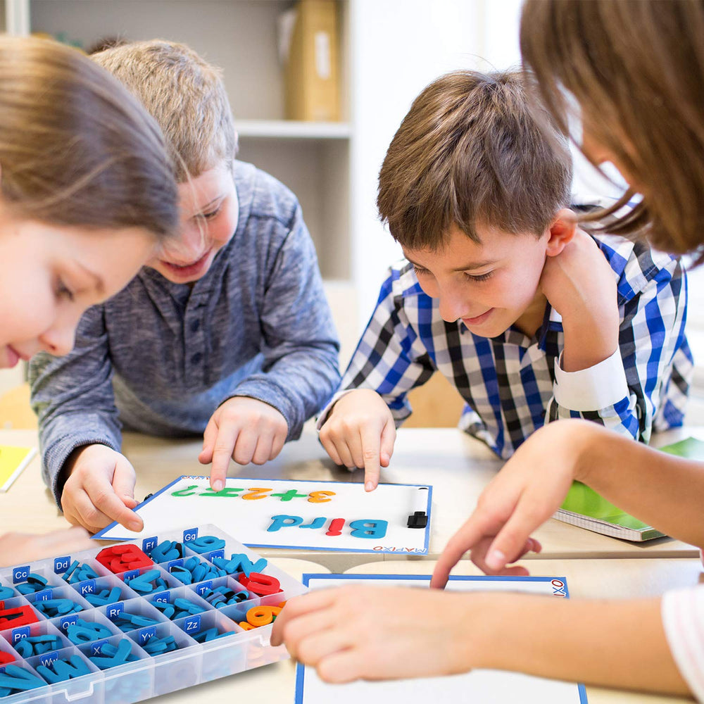 Mapixo kid-friendly magnets attach to fridges and boards for hands-on learning.
