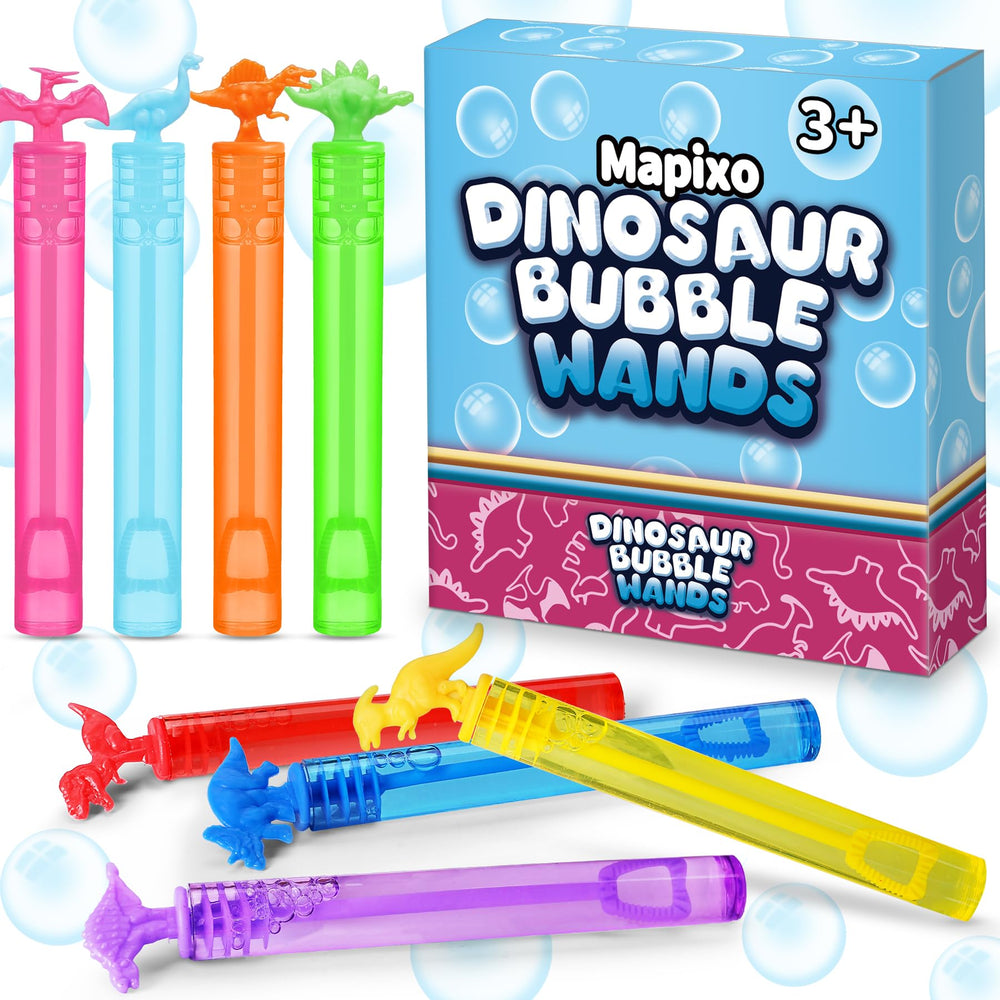 MAPIXO each dinosaur bubble wand stands 4 inches tall, easy for little hands.
