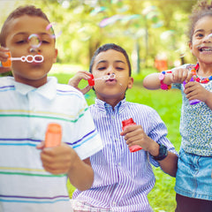 Mapixo mini bubble maker fits small hands for kids and toddlers.