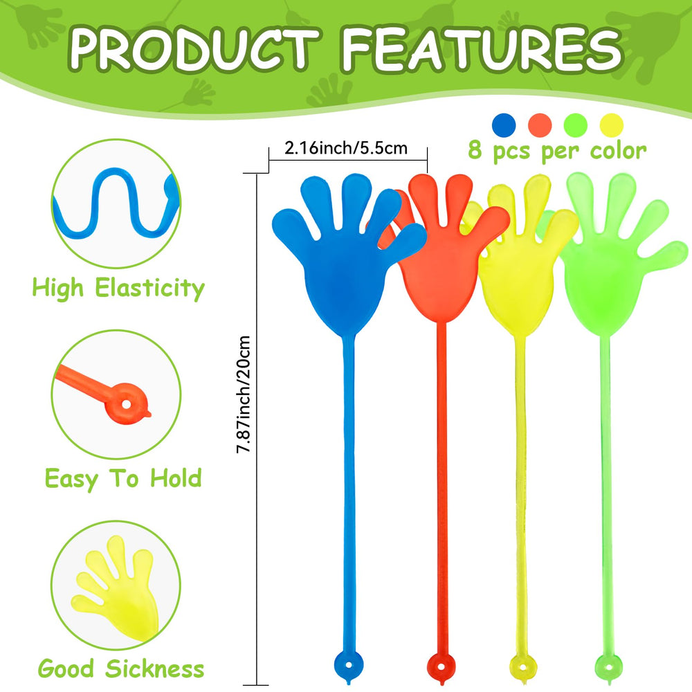 MAQIHAN 32pcs Sticky Hands yellow brighten parties and support sensory exploration.