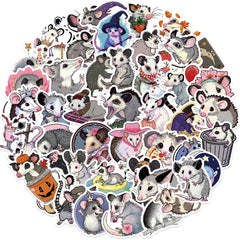 MAQIYI possum stickers collection on laptop for personalization and waterproof durability.