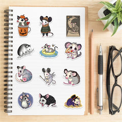MAQIYI possum stickers on paper surfaces with high-definition vinyl print.
