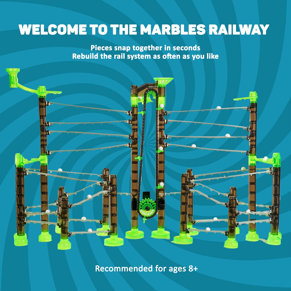 App access offers interactive guides and challenges to extend marble racing fun.
