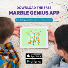 Marble Genius interactive play encourages problem-solving during setup.