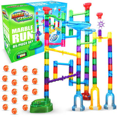 Marble Genius Marble Run Explorer track pieces in vibrant translucent colors for hands-on STEM play.