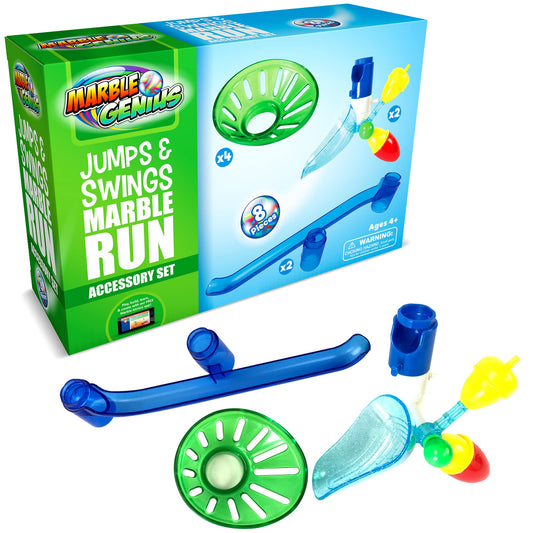 Marble Genius translucent pieces for clear action and track upgrades.