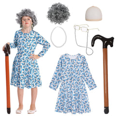 Marendyee old lady dress for girls, ideal for playful 100th Day celebrations