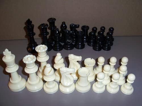 Marion plastic chess set with felted bottom helps quiet moves on table surfaces.
