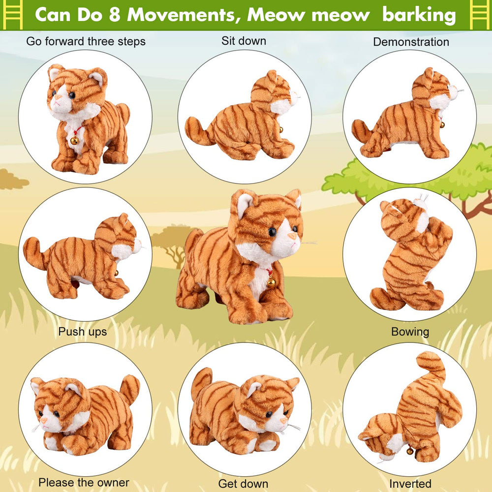 Marsjoy Pattern Yellow Plush Cat performing a tumble motion for interactive play.