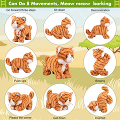 Marsjoy Pattern Yellow Plush Cat performing a tumble motion for interactive play.