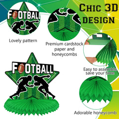 Marspark football silhouette centerpiece with bright colors enhances table ambiance