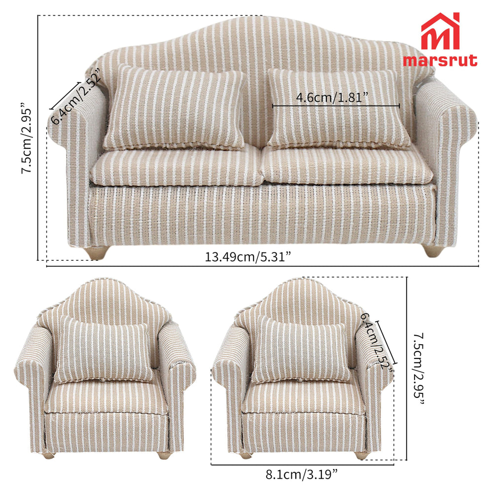 Marsrut 1/12 scale single couch with pillows adds compact seating