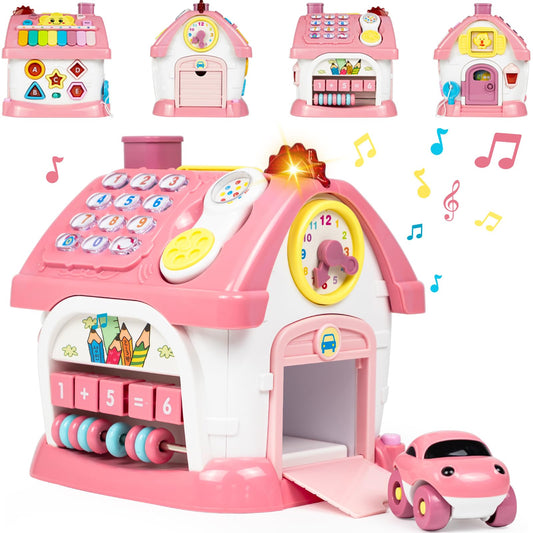 Marstone 8-in-1 musical learning house front view boosts imaginative play and early learning.