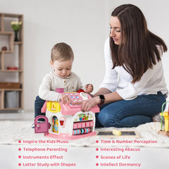 Marstone learning house letters and shapes panel supports early literacy and recognition.