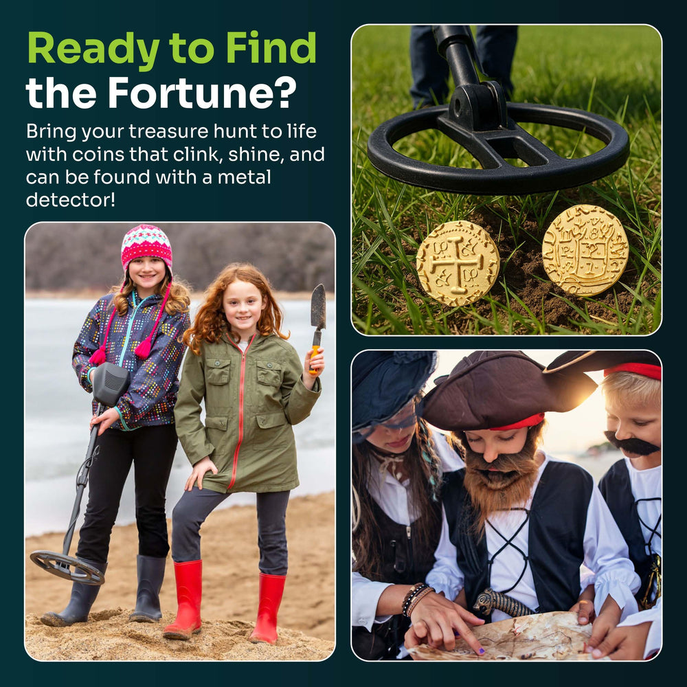 Mart Cobra doubloon coins — metal treasure detectable with metal detectors for hunts.