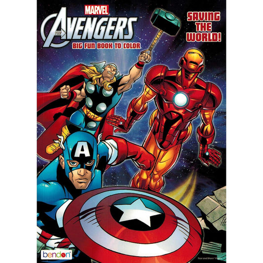 Marvel Avengers Big Fun Book to Color cover featuring iconic heroes, inspiring creative coloring at home.