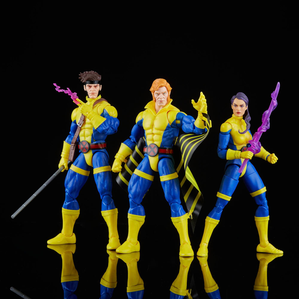 Marvel Gambit figure with bo staff and kinetically charged cards in action pose