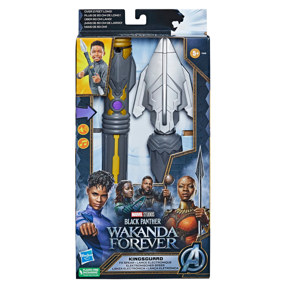 Marvel Kingsguard FX Spear motion-activated sound delivers immersive play.