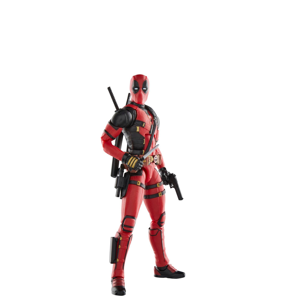 Marvel Legends Deadpool Wolverine dynamic posing captures action-ready stance.
