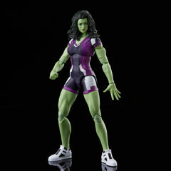 Marvel Legends She-Hulk figure with premium articulation for dynamic poses.
