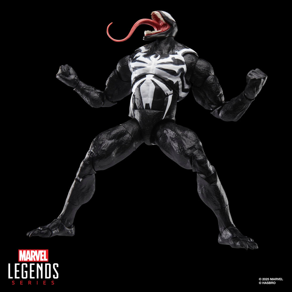 Marvel Legends Gamervers Venom 10.5-inch scale, stands out on a shelf.