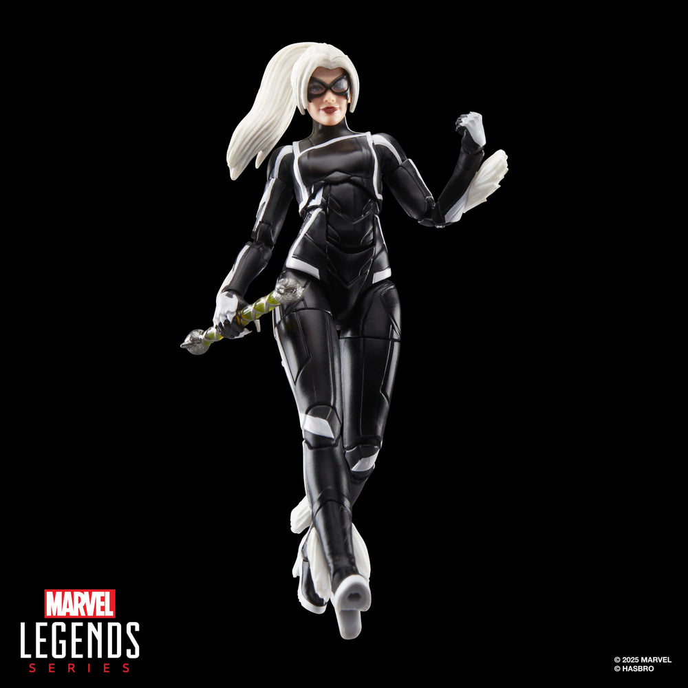 Marvel Legends Black Cat figure in attack pose illustrating dynamic game-inspired action