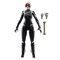 Marvel Legends Black Cat figure front view with game-inspired deco for display