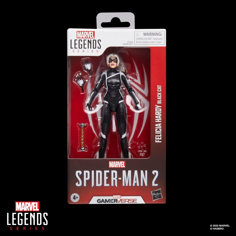 Marvel Legends Black Cat figure side profile highlighting poseability for dynamic display