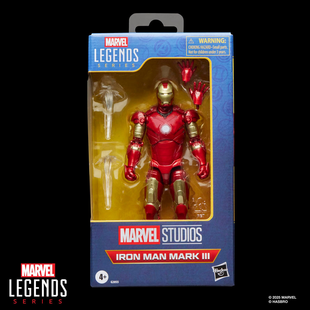 Window box Marvel Legends Iron Man Mark III figure ready for shelf display