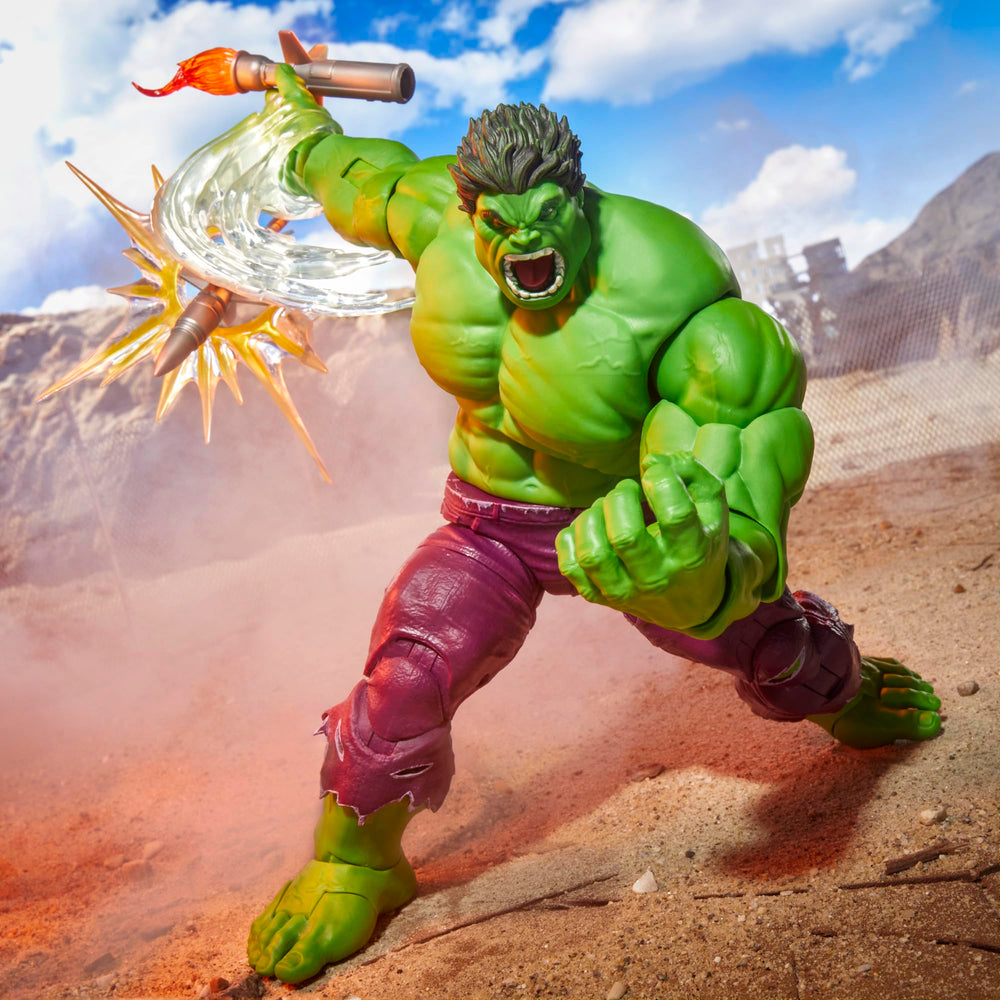 Marvel Legends Maximum Hulk figure thunderclap effects enhance display scenes.