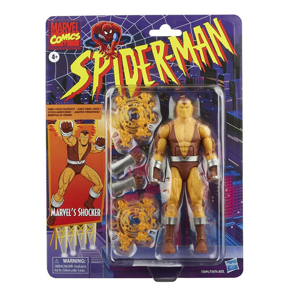 Articulation detail on Marvel Legends Spider-Man Shocker supports variety