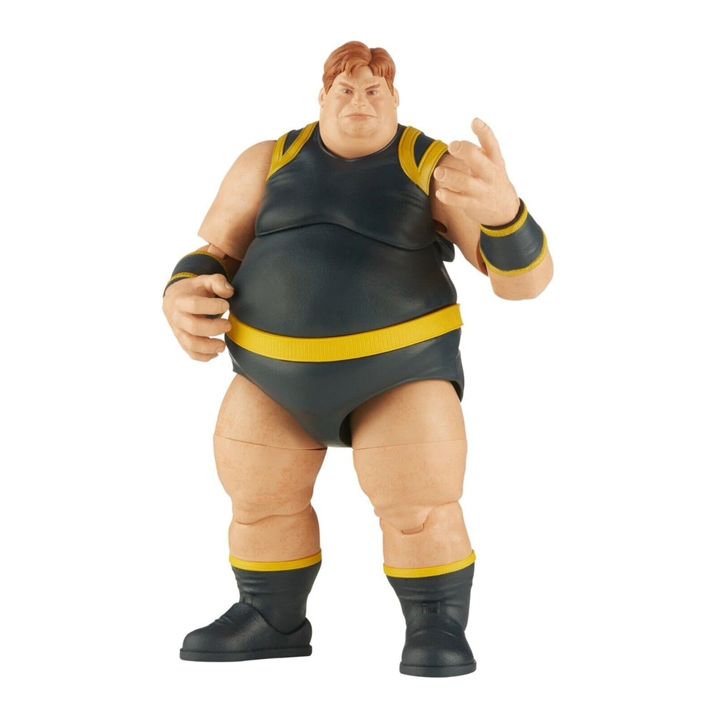 Marvel Legends The Blob dynamic pose shows articulation for expressive display