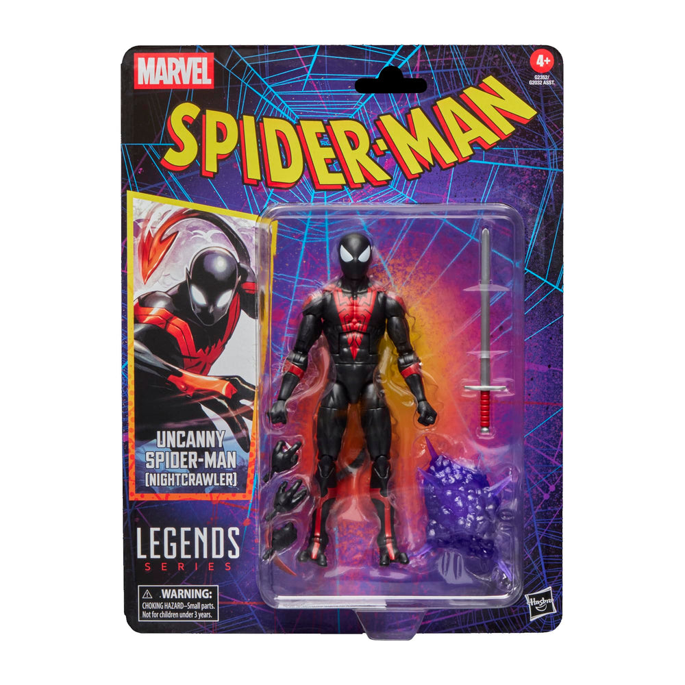 Marvel Legends Uncanny Spider-Man Nightcrawler front view for display-ready posing
