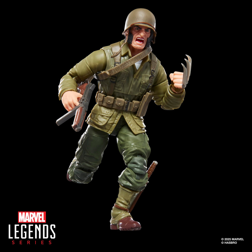 Marvel Legends Wolverine WWII Logan knife and satchel inspire scene-building.