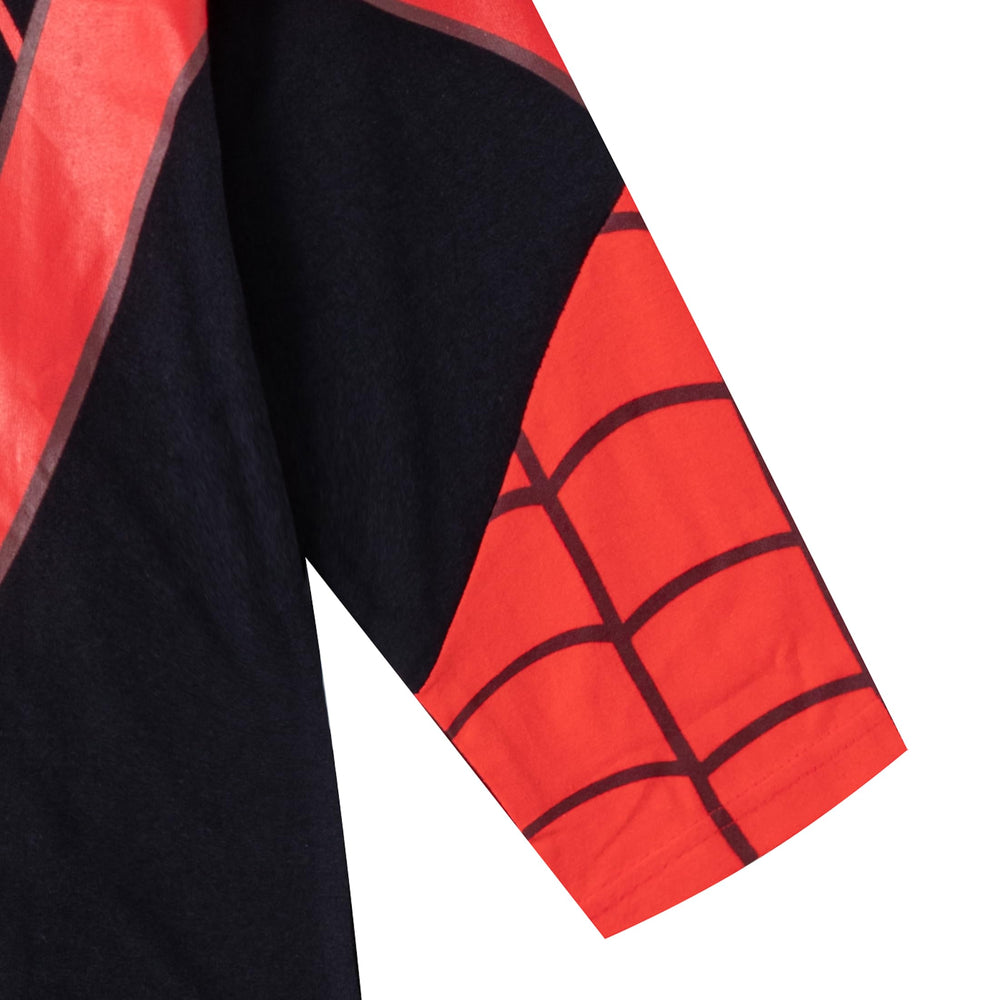 Marvel Miles Morales Spider-Man hooded coverall front view for 6T, playful cosplay ready.