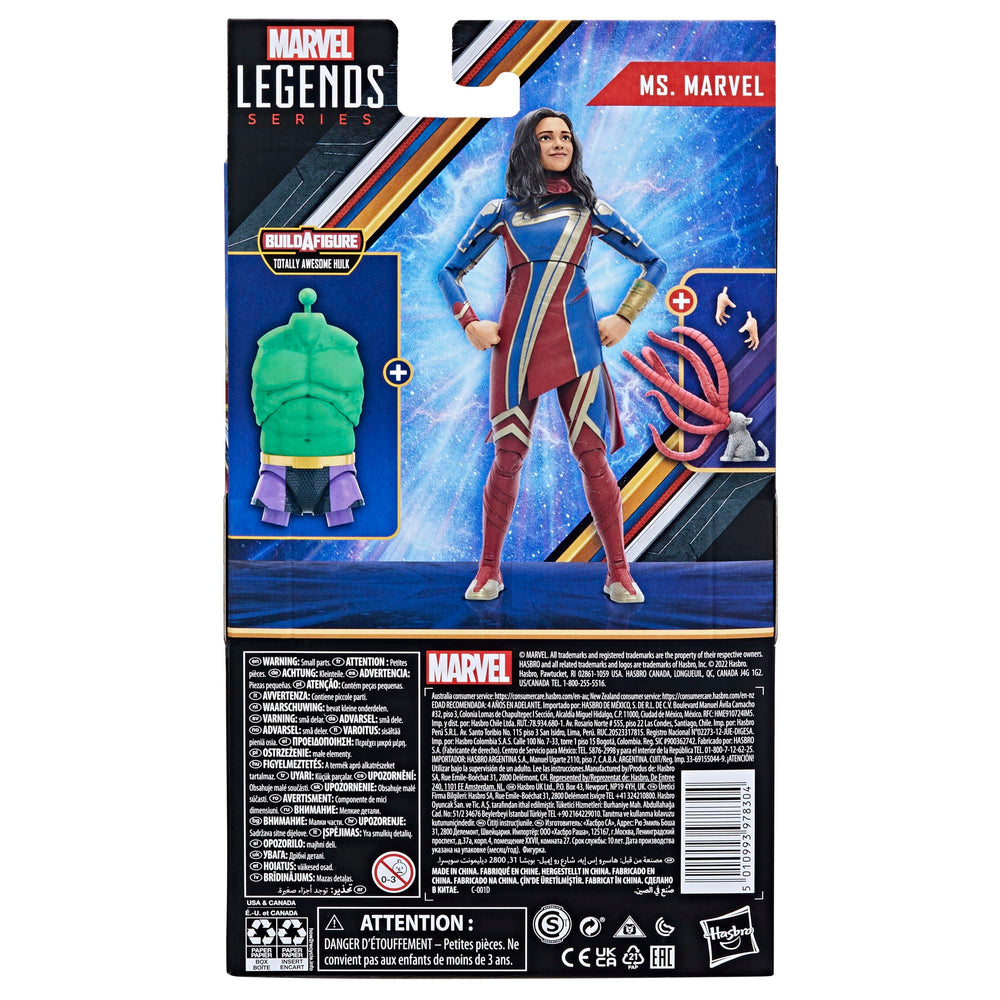 Marvel Legends Ms. Marvel comes with four accessories to enhance play.