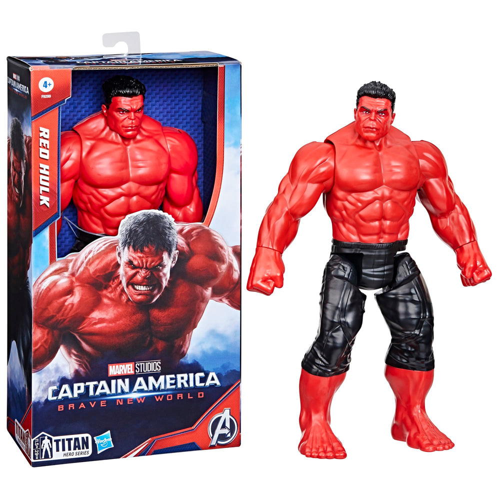 Red Hulk figure in open-window Marvel display box