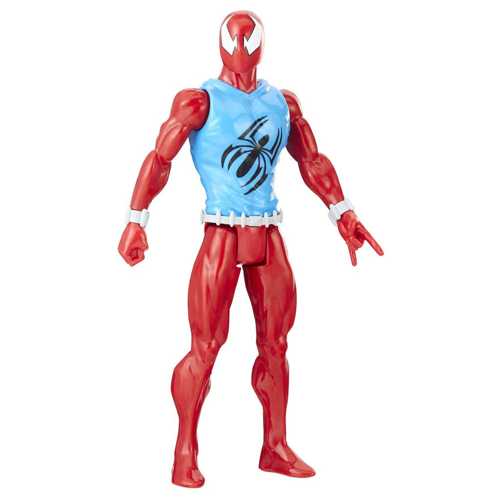 Marvel Scarlet Spider 12-inch action figure with poseable joints for dynamic battles.