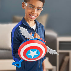 Marvel Skyshot Blaster wings pop-out during launch action.