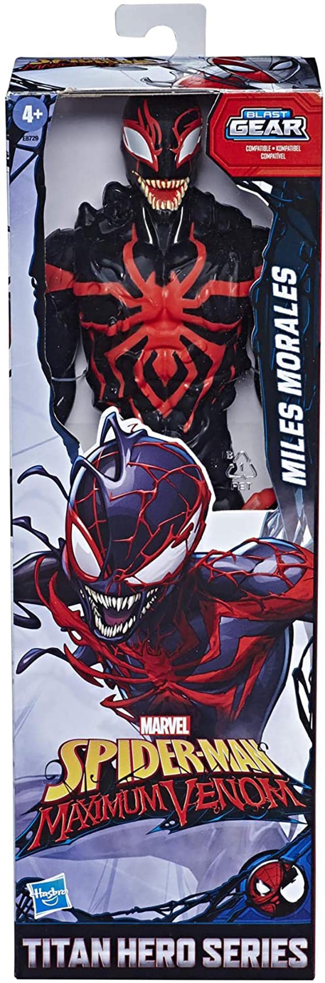 Marvel SPD MAX Venom Titan Miles Morales figure in dynamic pose for imaginative play.