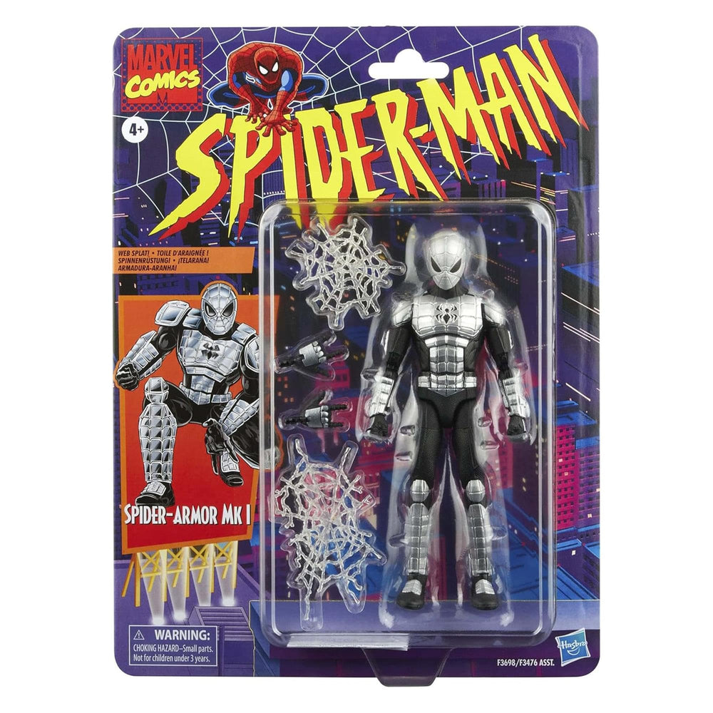 Marvel Spider-Man Spider-Armor Mk I web FX accessories enhance display options.