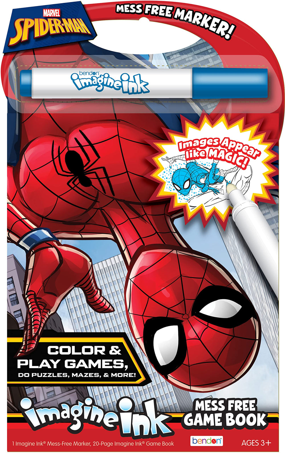 Marvel Spider-Man Imagine Ink marker close-up for mess-free coloring