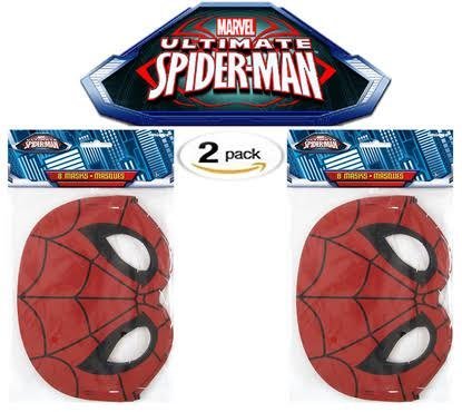 Marvel Spider-Man party mask 8-count two-pack for kids' costume play and party fun