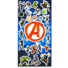 Marvel party kit image shows easy-to-cut tattoo sheets for simple distribution.