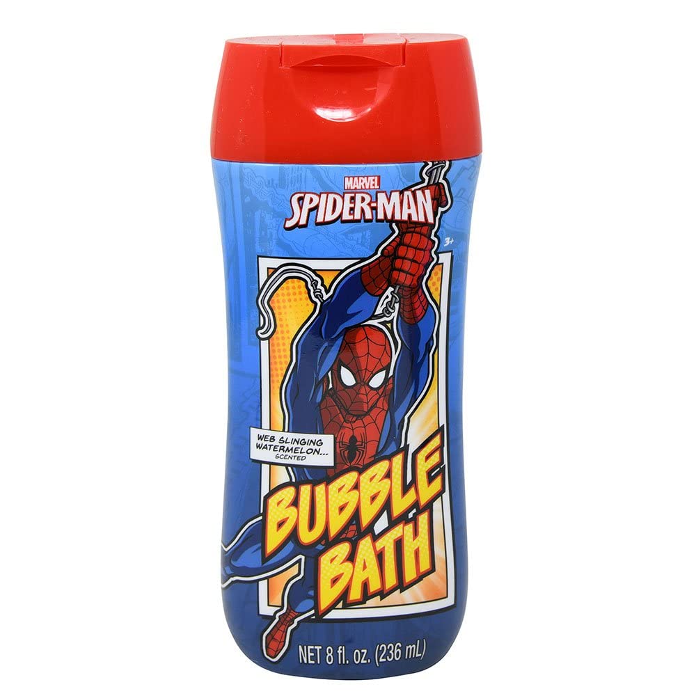 Marvel Spiderman bubble bath with watermelon scent for fun, kid-friendly bath time