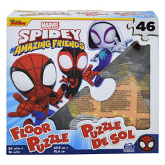 Marvel Spidey and Friends 46-piece floor puzzle for kids, durable and engaging indoor activity.