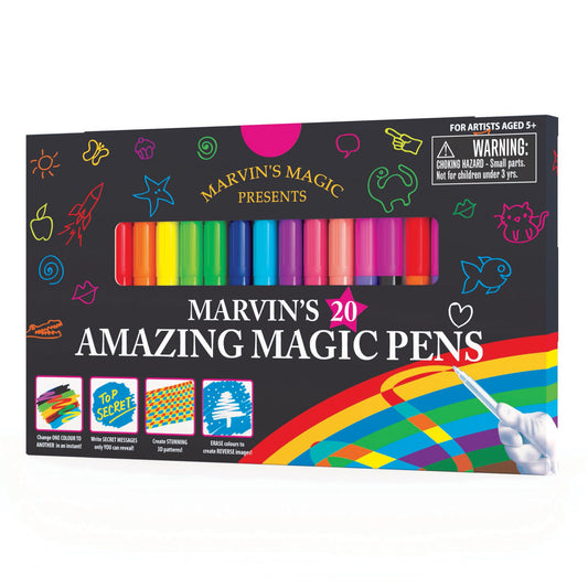 Marvin's Magic color-changing pens create vibrant art effects for bold drawings.